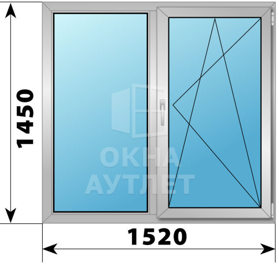 Двухстворчатое деревянно-алюминиевое окно 1520×1450 Г-ПО ОА-50327