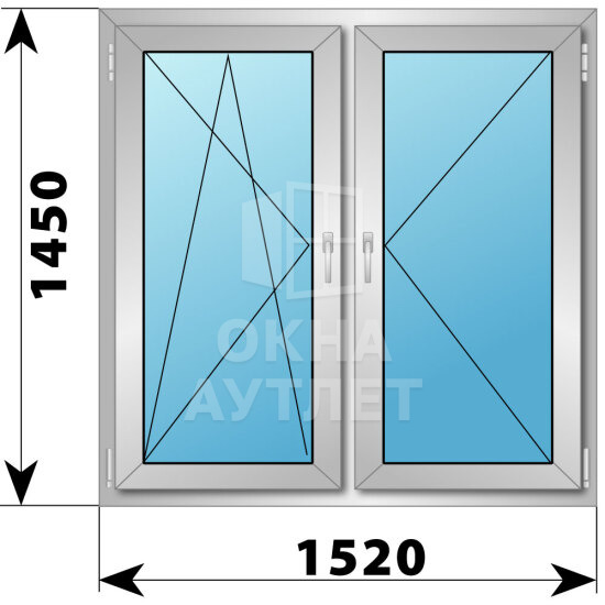 Двухстворчатое деревянно-алюминиевое окно 1520×1450 ПО-П ОА-50555