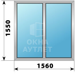 Двухстворчатое деревянно-алюминиевое окно 1560×1550 Г-Г ОА-46491