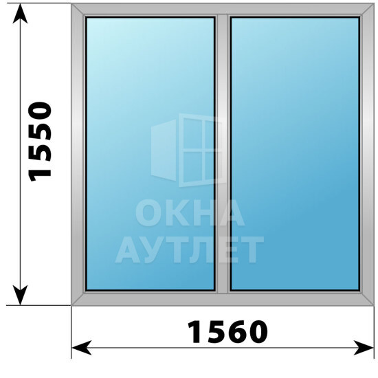 Двухстворчатое деревянно-алюминиевое окно 1560×1550 Г-Г ОА-46491