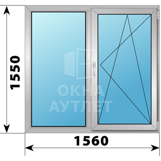 Двухстворчатое деревянно-алюминиевое окно 1560×1550 Г-ПО ОА-50441