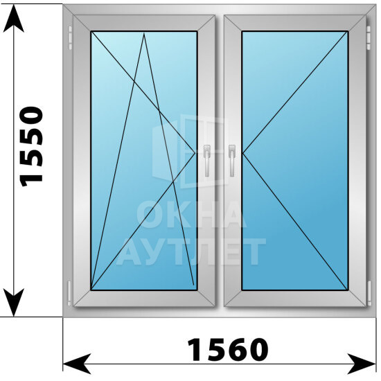 Двухстворчатое деревянно-алюминиевое окно 1560×1550 ПО-П ОА-50681