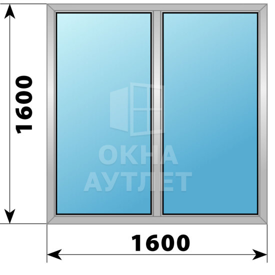 Двухстворчатое деревянно-алюминиевое окно 1600×1600 Г-Г ОА-50204