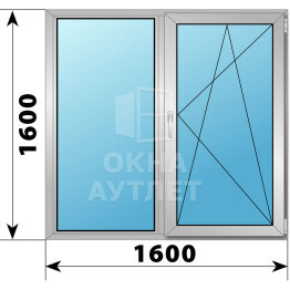 Двухстворчатое деревянно-алюминиевое окно 1600×1600 Г-ПО ОА-50516