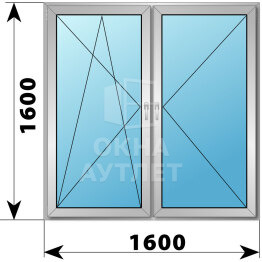 Двухстворчатое деревянно-алюминиевое окно 1600×1600 ПО-П ОА-47550