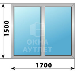 Двухстворчатое деревянно-алюминиевое окно 1700×1500 Г-Г ОА-46464