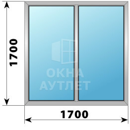 Двухстворчатое деревянно-алюминиевое окно 1700×1700 Г-Г ОА-46824