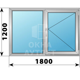 Двухстворчатое деревянно-алюминиевое окно 1800×1200 Г-П ОА-50255