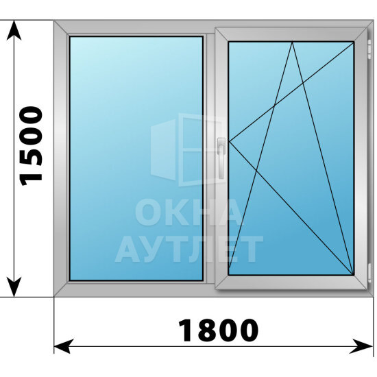 Двухстворчатое деревянно-алюминиевое окно 1800×1500 Г-ПО ОА-47274