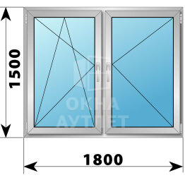 Двухстворчатое деревянно-алюминиевое окно 1800×1500 ПО-П ОА-47616