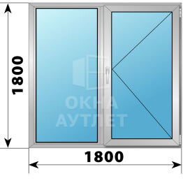 Двухстворчатое деревянно-алюминиевое окно 1800×1800 Г-П ОА-47622