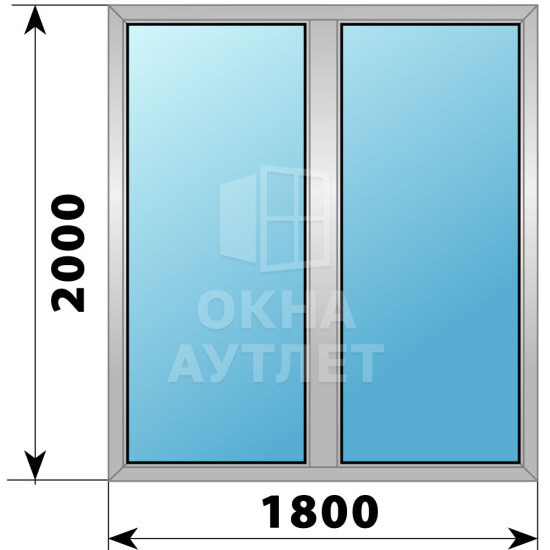Двухстворчатое деревянно-алюминиевое окно 1800×2000 Г-Г ОА-50699