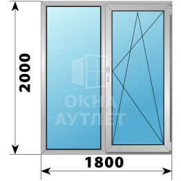 Двухстворчатое деревянно-алюминиевое окно 1800×2000 Г-ПО ОА-47856