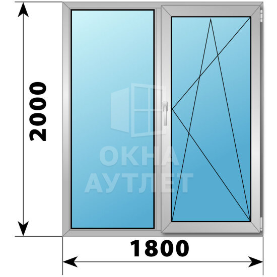 Двухстворчатое деревянно-алюминиевое окно 1800×2000 Г-ПО ОА-47856