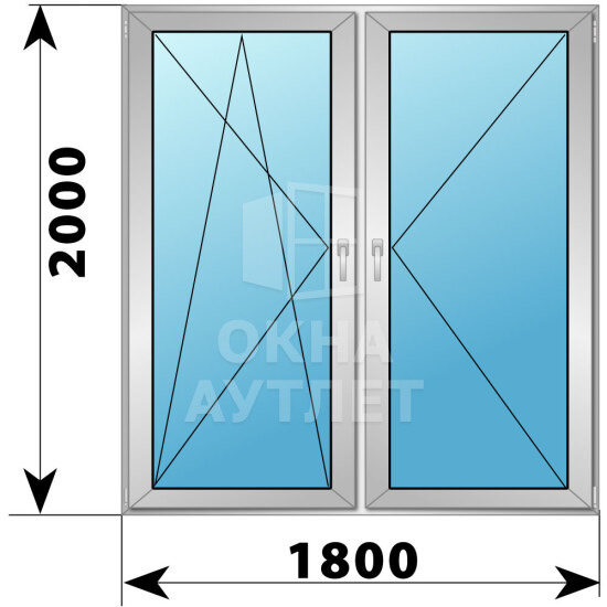 Двухстворчатое деревянно-алюминиевое окно 1800×2000 ПО-П ОА-48183