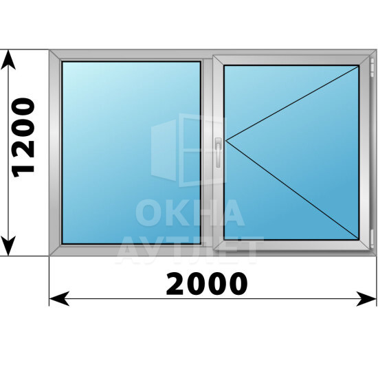 Двухстворчатое деревянно-алюминиевое окно 2000×1200 Г-П ОА-46998