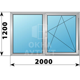 Двухстворчатое деревянно-алюминиевое окно 2000×1200 Г-ПО ОА-47046