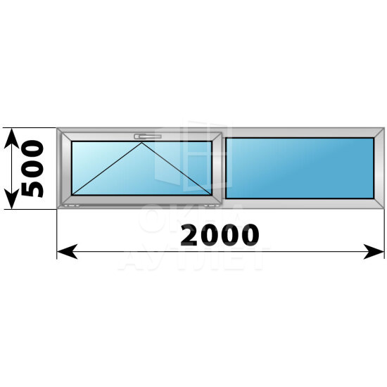 Двухстворчатое деревянно-алюминиевое окно 2000×500 О-Г ОА-49556
