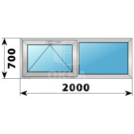 Двухстворчатое деревянно-алюминиевое окно 2000×700 О-Г ОА-49820