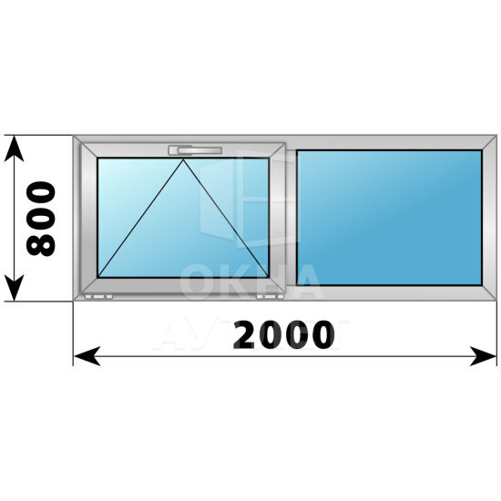 Двухстворчатое деревянно-алюминиевое окно 2000×800 О-Г ОА-49976