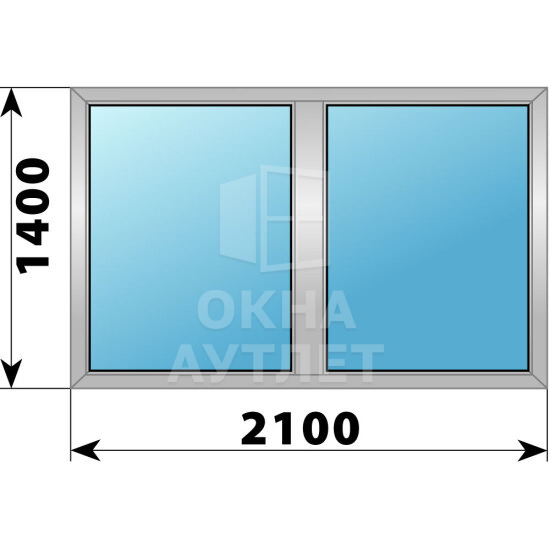 Двухстворчатое деревянно-алюминиевое окно 2100×1400 Г-Г ОА-46944