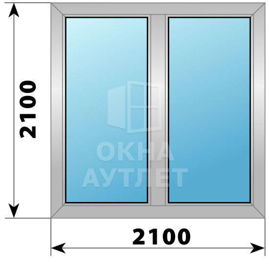 Двухстворчатое деревянно-алюминиевое окно 2100×2100 Г-Г ОА-51041
