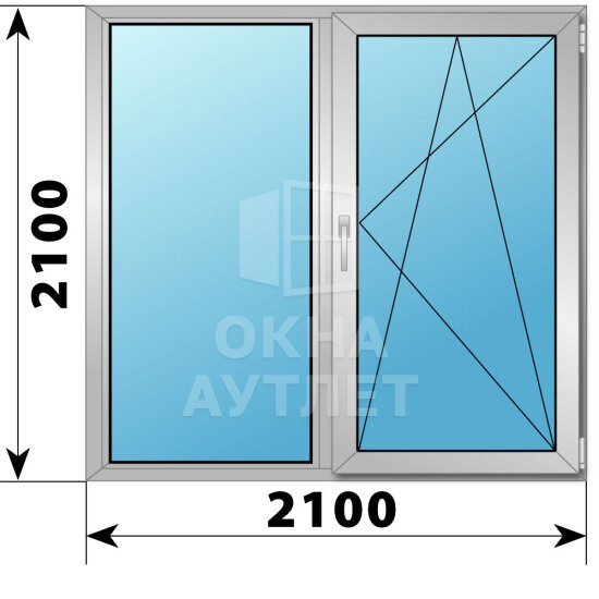 Двухстворчатое деревянно-алюминиевое окно 2100×2100 Г-ПО ОА-48270
