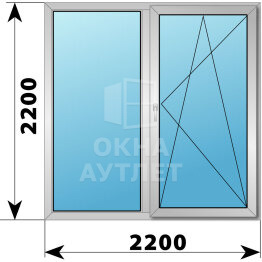 Двухстворчатое деревянно-алюминиевое окно 2200×2200 Г-ПО ОА-48462