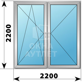 Двухстворчатое деревянно-алюминиевое окно 2200×2200 ПО-П ОА-48636