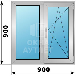 Двухстворчатое деревянно-алюминиевое окно 900×900 Г-ПО ОА-49334