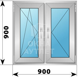 Двухстворчатое деревянно-алюминиевое окно 900×900 ПО-П ОА-45558