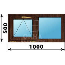 Двухстворчатое окно из дуба 1000×500 О-Г ОА-49274