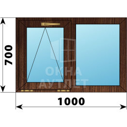 Двухстворчатое окно из дуба 1000×700 О-Г ОА-49382