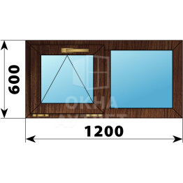 Двухстворчатое окно из дуба 1200×600 О-Г ОА-45525