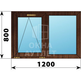 Двухстворчатое окно из дуба 1200×800 О-Г ОА-49772