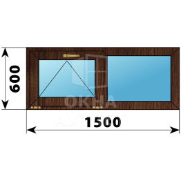 Двухстворчатое окно из дуба 1500×600 О-Г ОА-45744