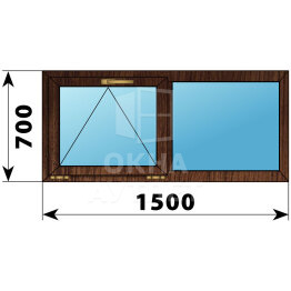 Двухстворчатое окно из дуба 1500×700 О-Г ОА-45975