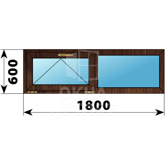 Двухстворчатое окно из дуба 1800×600 О-Г ОА-46023