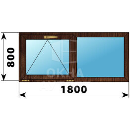 Двухстворчатое окно из дуба 1800×800 О-Г ОА-46257