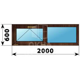 Двухстворчатое окно из дуба 2000×600 О-Г ОА-46209