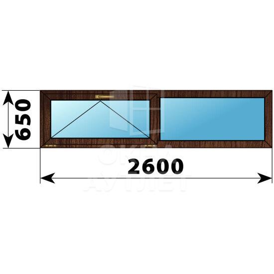 Двухстворчатое окно из дуба 2600×650 О-Г ОА-46764