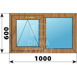 Двухстворчатое окно из лиственницы 1000×600 О-Г ОА-44520