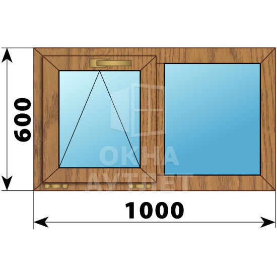 Двухстворчатое окно из лиственницы 1000×600 О-Г ОА-44520