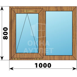 Двухстворчатое окно из лиственницы 1000×800 О-Г ОА-44889