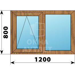 Двухстворчатое окно из лиственницы 1200×800 О-Г ОА-49319
