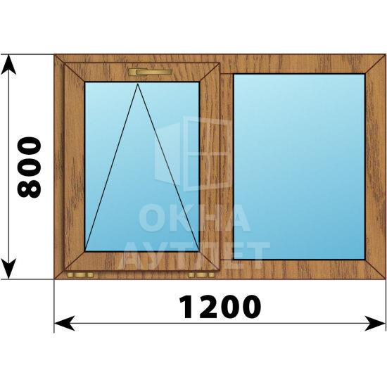 Двухстворчатое окно из лиственницы 1200×800 О-Г ОА-49319