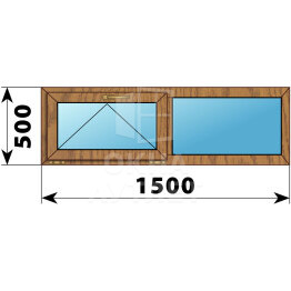 Двухстворчатое окно из лиственницы 1500×500 О-Г ОА-44907