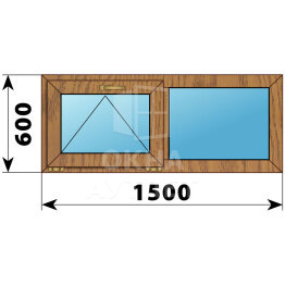 Двухстворчатое окно из лиственницы 1500×600 О-Г ОА-44988