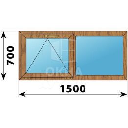 Двухстворчатое окно из лиственницы 1500×700 О-Г ОА-45240