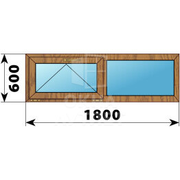 Двухстворчатое окно из лиственницы 1800×600 О-Г ОА-45279